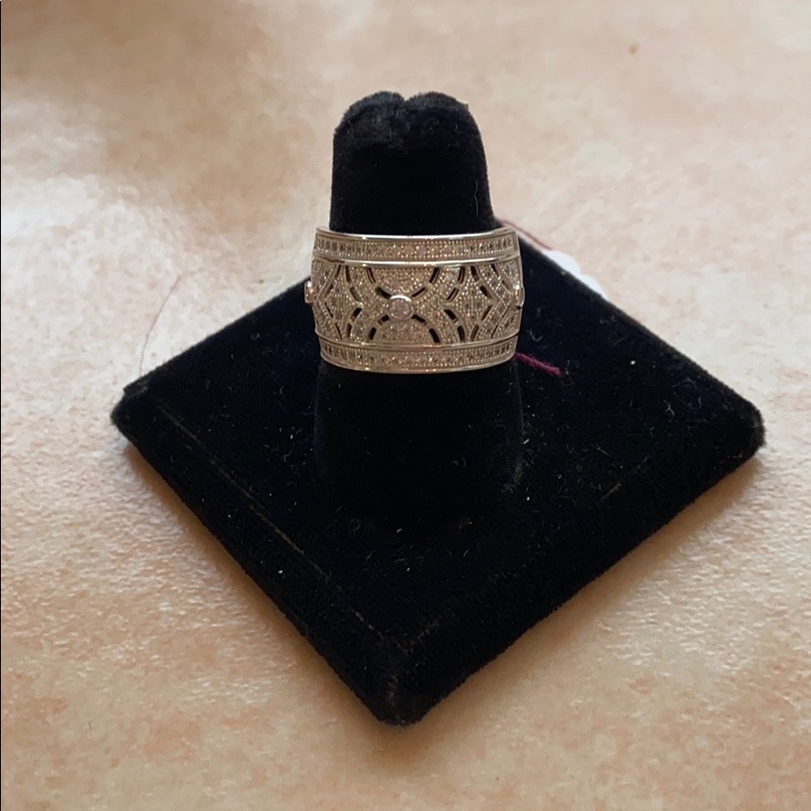 Stunning Sterling Silver Cz Deco Style Band